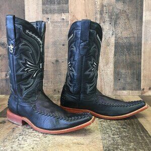 Los Altos Pointed Toe Western Black Cowboy Boots Mens 8.5 EE